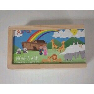 Noah's Ark Wooden Dominoes Game 28pc Complete Set Religious Christian BibleStudy